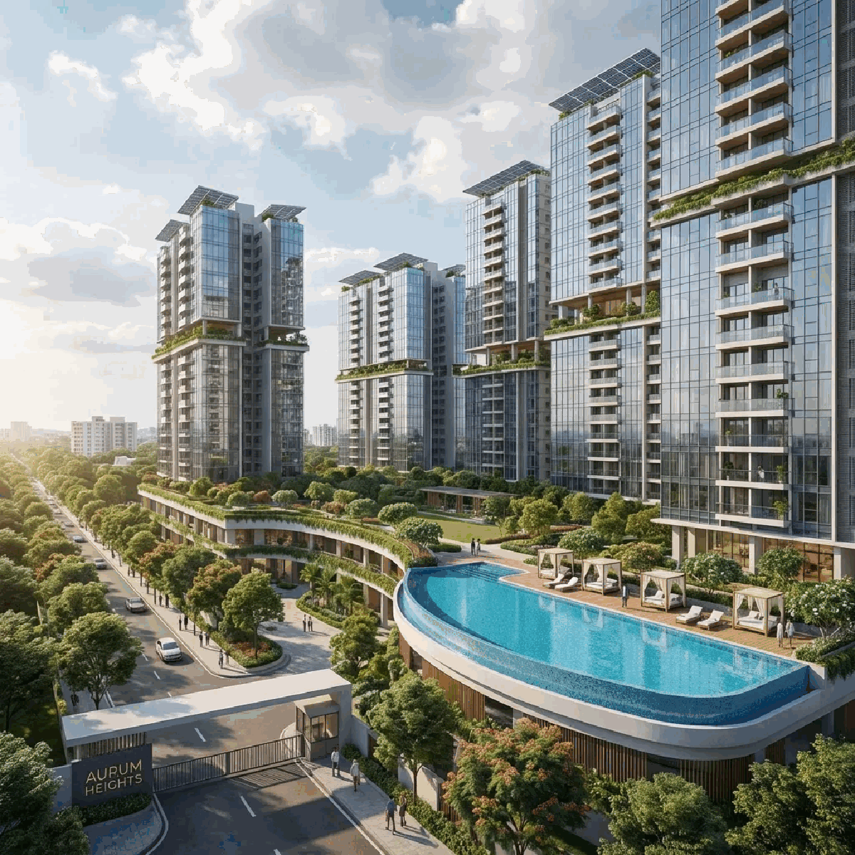 Modern luxury apartment complex in Bangalore