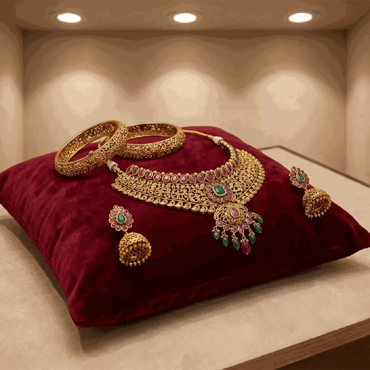 Gold jewelry and mutual fund SIP documents representing two Indian investment options