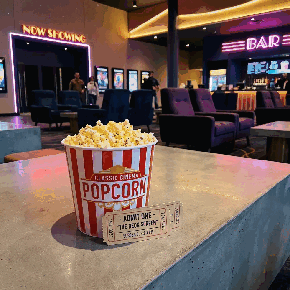 Overpriced popcorn and snacks at an Indian multiplex counter