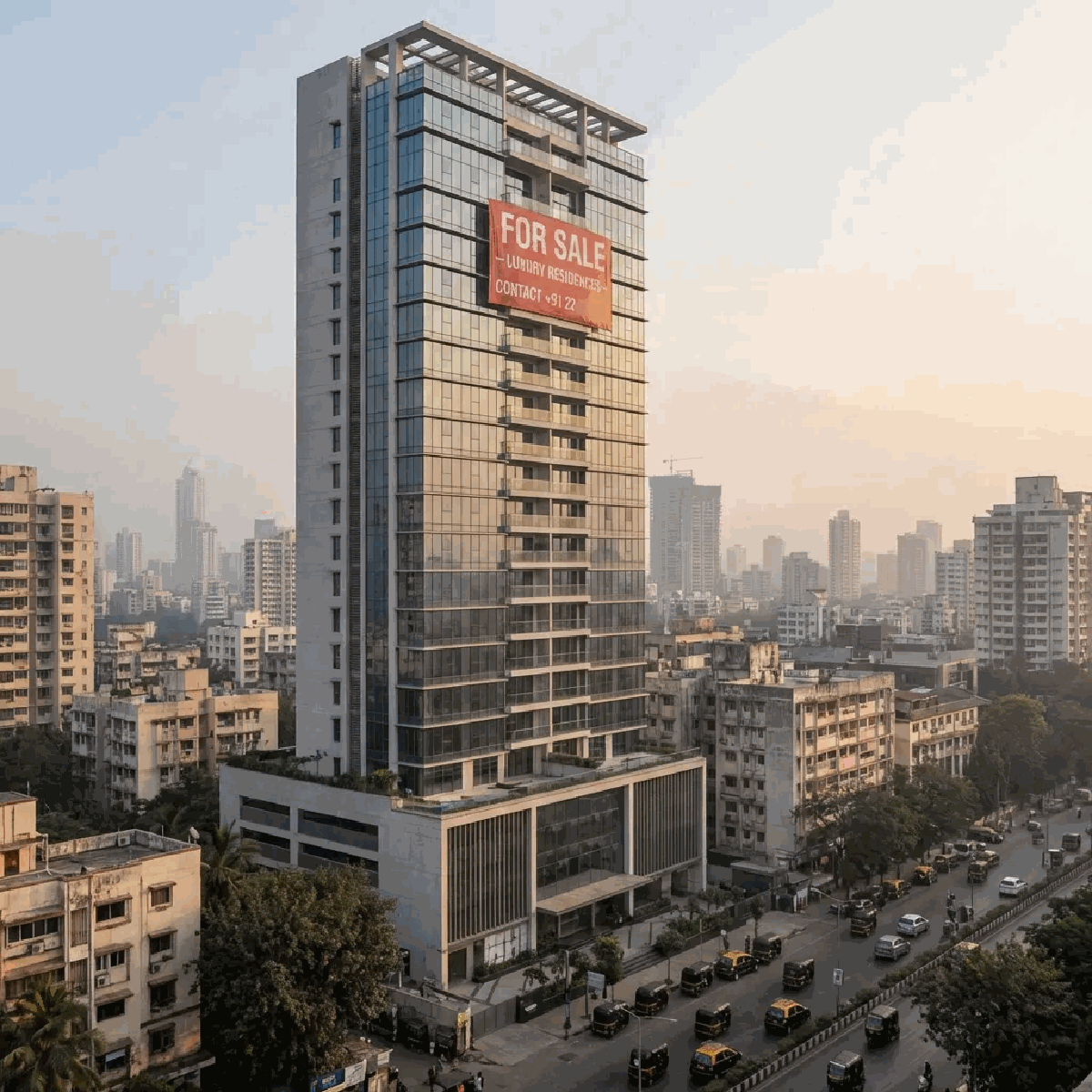High-rise apartment building in suburban Mumbai