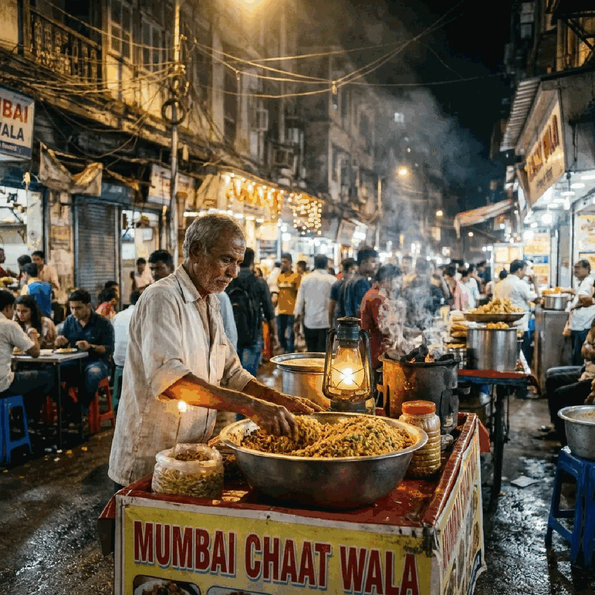 Plate of pani puri served at an Indian street food stall
